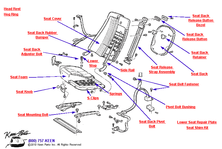 Seat &amp; Belt Diagram for a 1985 Corvette