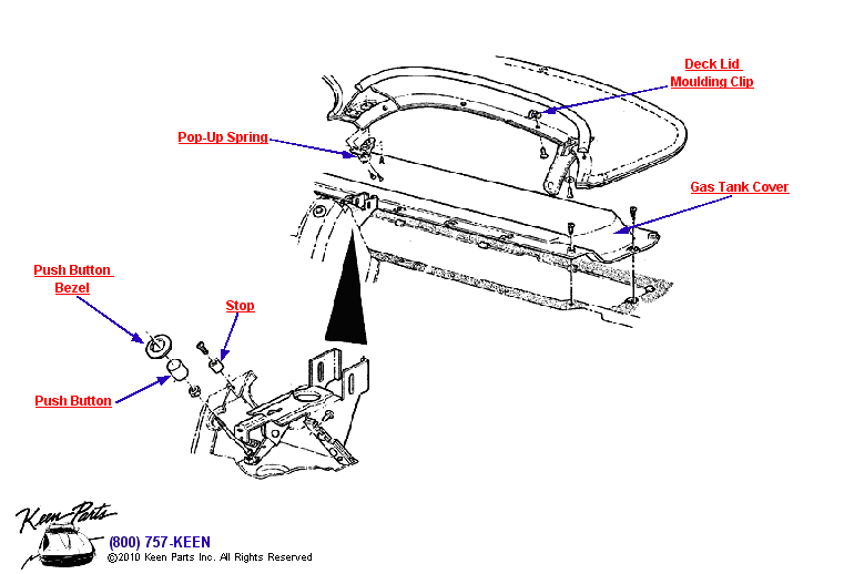 Deck Lid Opener Diagram for a 2021 Corvette