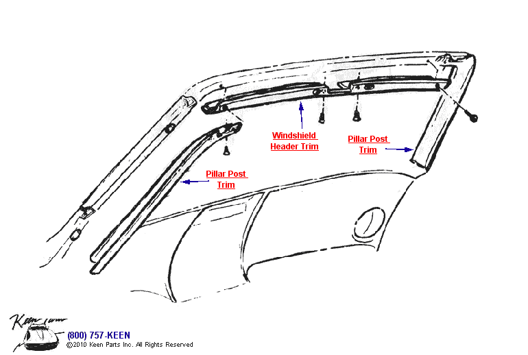 Windshield Trim Diagram for a 1991 Corvette