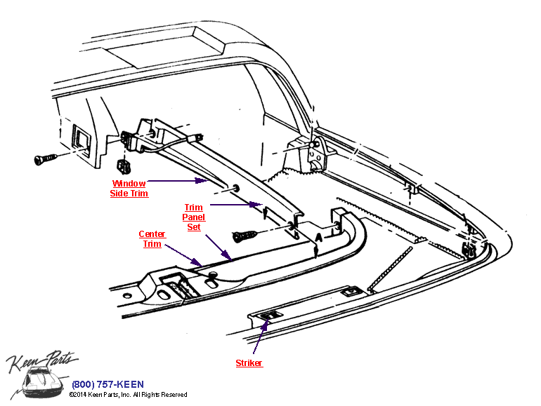 Rear Window Trim Diagram for a 1967 Corvette