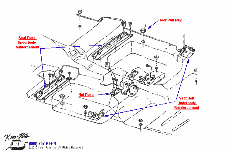 Underbody Seat Mounts Diagram for a 1997 Corvette