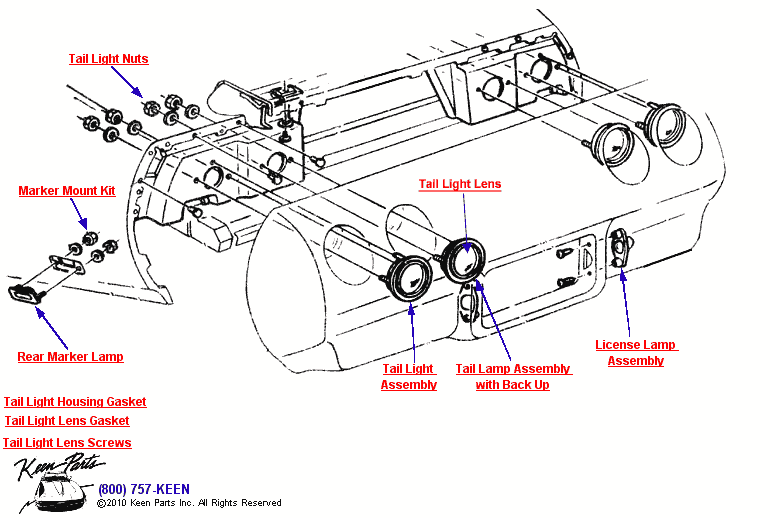 Rear Marker &amp; Tail Lights Diagram for a 2021 Corvette