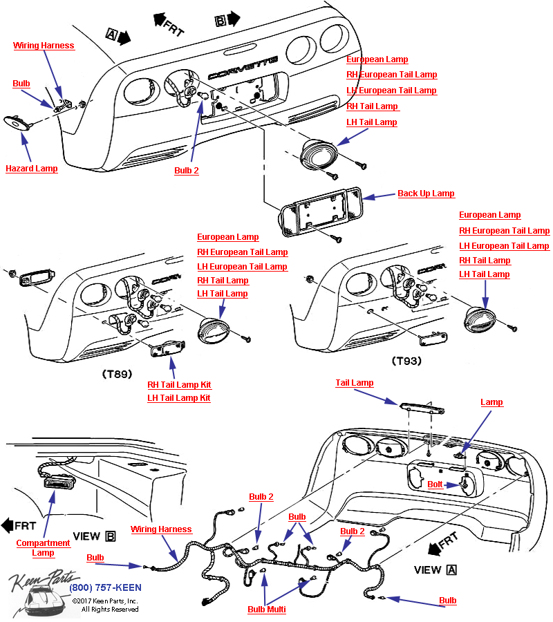 Lamps / Rear Diagram for a 1986 Corvette