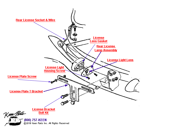 Rear License Lamp Diagram for a 2024 Corvette