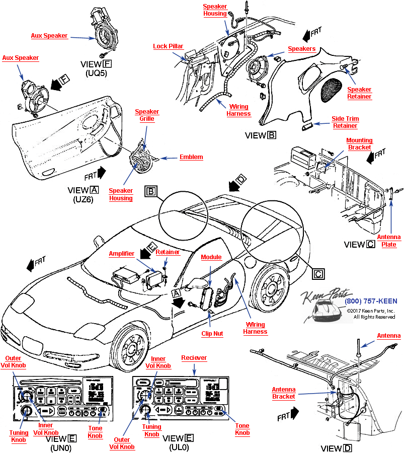 Hardtop Radio Diagram for a 2020 Corvette