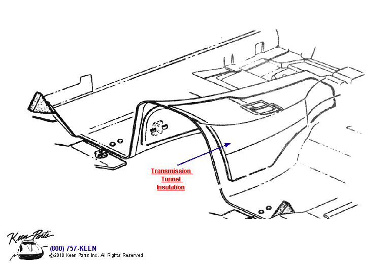 Transmission Tunnel Insulation Diagram for a 2023 Corvette