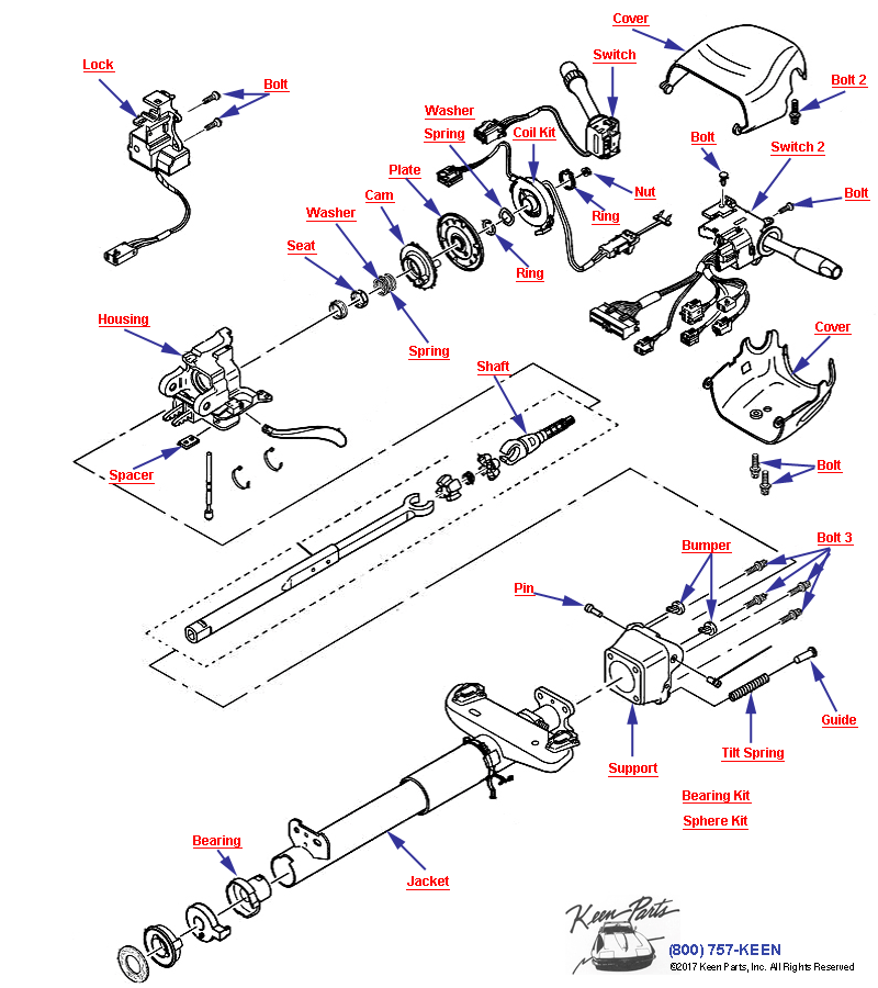 Steering Column- Tilt only Diagram for a 1990 Corvette