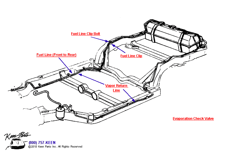Fuel &amp; Vapor Return Lines Diagram for a 1955 Corvette