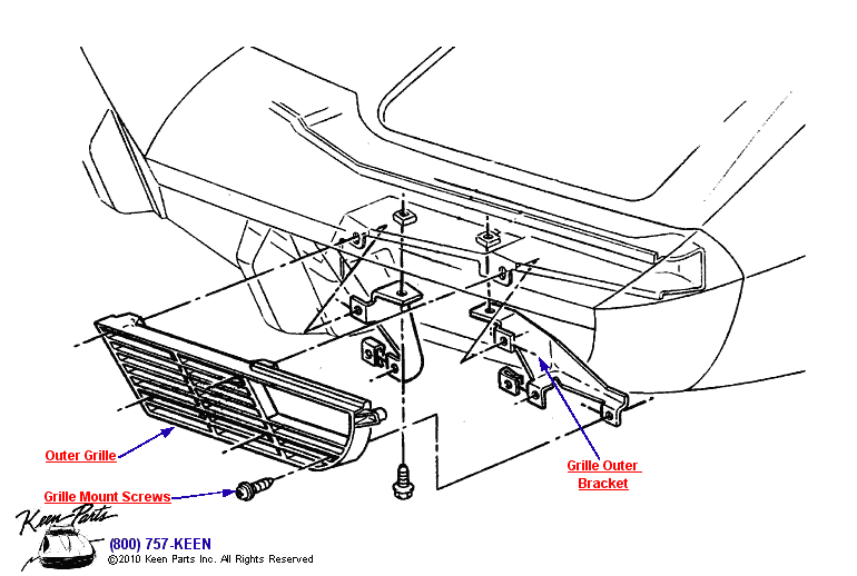 Outer Grille Diagram for a 2023 Corvette