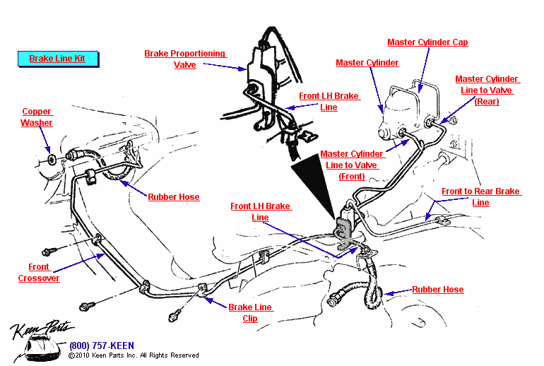 Front Brake System Diagram for a 2001 Corvette