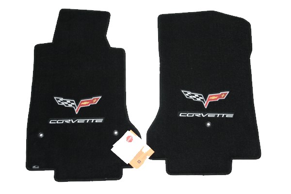 2005-2013 Corvette Lloyd Ulti-vet C6  Floor Mats Pair with C6 Embroidered GM Logo and Silver Corvette Script